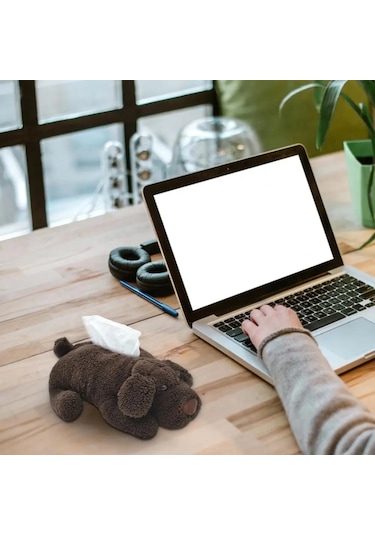 Pembe-büyük Boy Elastik Bant Doku Kutusu Kapağı Sevimli Peluş Teddy Köpek Şekli Kağıt Konteyner Vaka Peçete Tutucu Kılıf Ev Aksesuarları