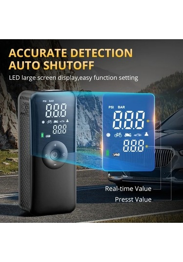 Fastbuy Turcoshop11 1 Nolu Araba Motosiklet Bisiklet Kompresörü, Elektrikli Araç Pompası, Taşınabilir Lastik Şişirme Cihazı,