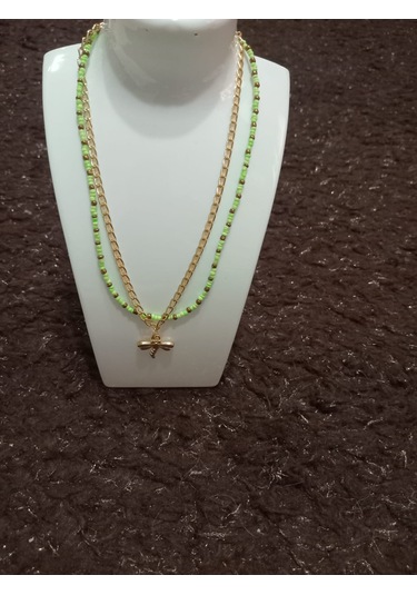 Yusufcuk Uçlu Çift Kolye Yeşil