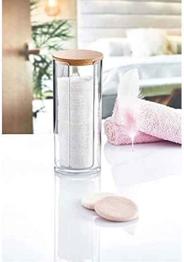 Ahşap Kapaklı 3'lü Organizer Set, Modern Pamukluk Düzenleyici Şık 3'lü Pamukluk Set - Şık Ve Fonksiyonel Ahşap Kapaklı 3'lü Organizer Set - Mutfak Ve Banyonuzu Düzenleyin Siyah