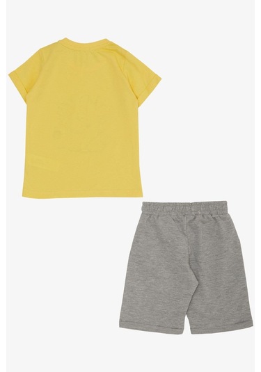 Breeze Erkek Çocuk Şortlu Takım Oyun Zamanı Mutlu Hayvancıklar Baskılı 1-4 Yaş, Sarı-sarı Sarı