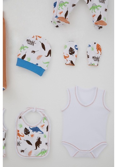 Breeze Erkek Bebek Hastane Çıkışı 8 Li Dinozor Krallığı 0-3 Ay, Beyaz Beyaz