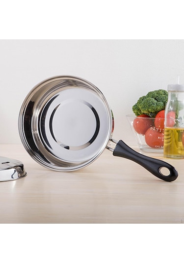 Kapaklı Yapışmaz Tencere Pişirme Kaynatma Kazanı Paslanmaz Çelik Süt Erişte Makarna Tencere Sosu 16cm