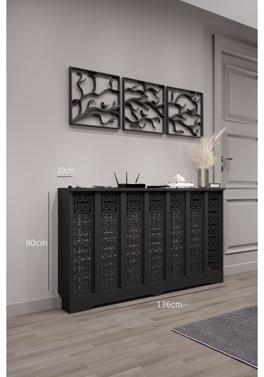 Karatay Model, Siyah Renk, 136 Cm Petek Kaplama, Dresuar Siyah