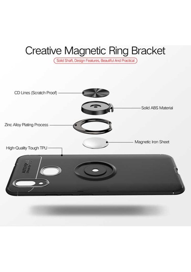 Huawei Y7 Prime 2019 Kılıf Yüzüklü Magnetli Ravel Case