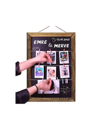 Kişiye Özel Ahşap Karatahtalı Duvar Fotoğraf Çerçevesi