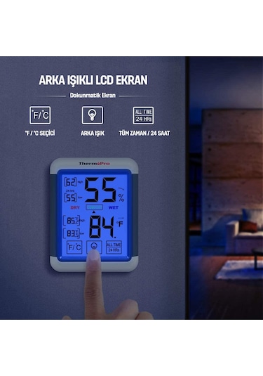 ThermoPro TP55 Termometre İç Mekan Dijital Sıcaklık ve Nem Ölçer - T07593
