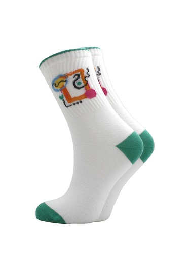 Kadın Çok Renkli Pamuklu Desenli Soket Çorap 3'lü Paket Çok Renkli