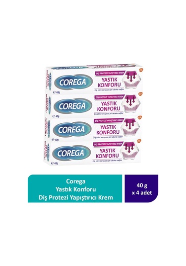 Corega Yastık Konforlu Diş Protezi Yapıştırıcı Krem 4 x 40 G