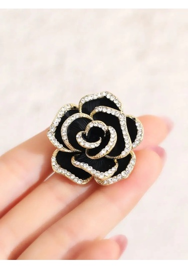 Beautiful Detail Orijinal Gül Desenli Broş 145118040 Siyah