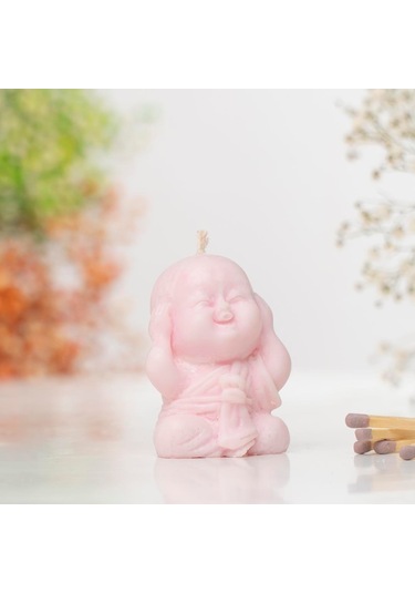 Duymadım Buddha Temalı Soya Wax Mum Pembe