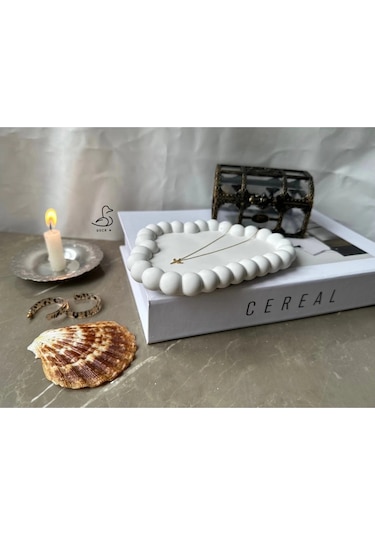 Bubble Bulut Görünümlü Taş Tozu Dekoratif Tabak 6 Lı Set