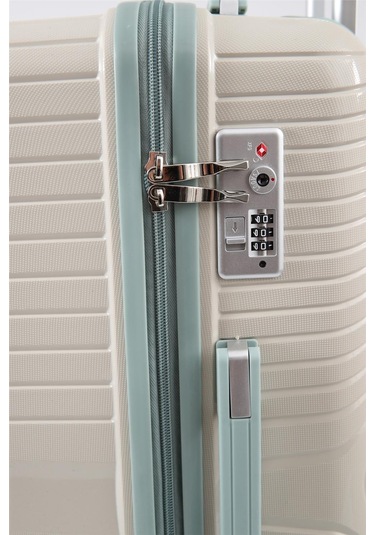 Ççs 5239 Polipropilen Büyük Boy Valiz Beyaz-mavi