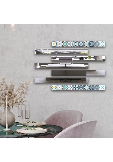 Decorita Dekor Camı Modern Çini Desen Cam ve Ayna 7'li Takım