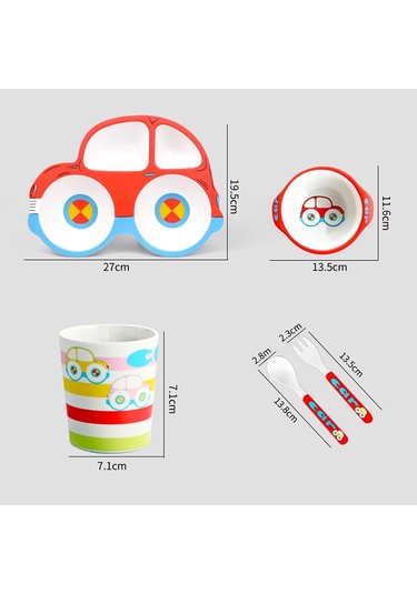 Sones Çocuklar İçin Bambu Elyaf Karikatür Yemek Tabağı Pembe