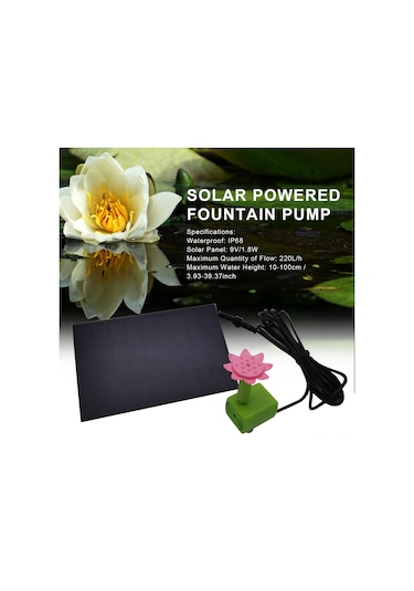 Yunboo Güneş Enerjili Çiçek Şekilli Fıskiye, 9 Farklı Nozzle Ve Lotus Yaprağı, Bahçe/kuğu Havuzu Su Döngüsü, 9v/1.8w, 10-100cm Sprinkler Yüksekliği