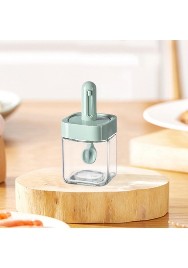 Suntek Baharat Kavanoz Mutfak Malzemeleri Mini Şeffaf Yeşil