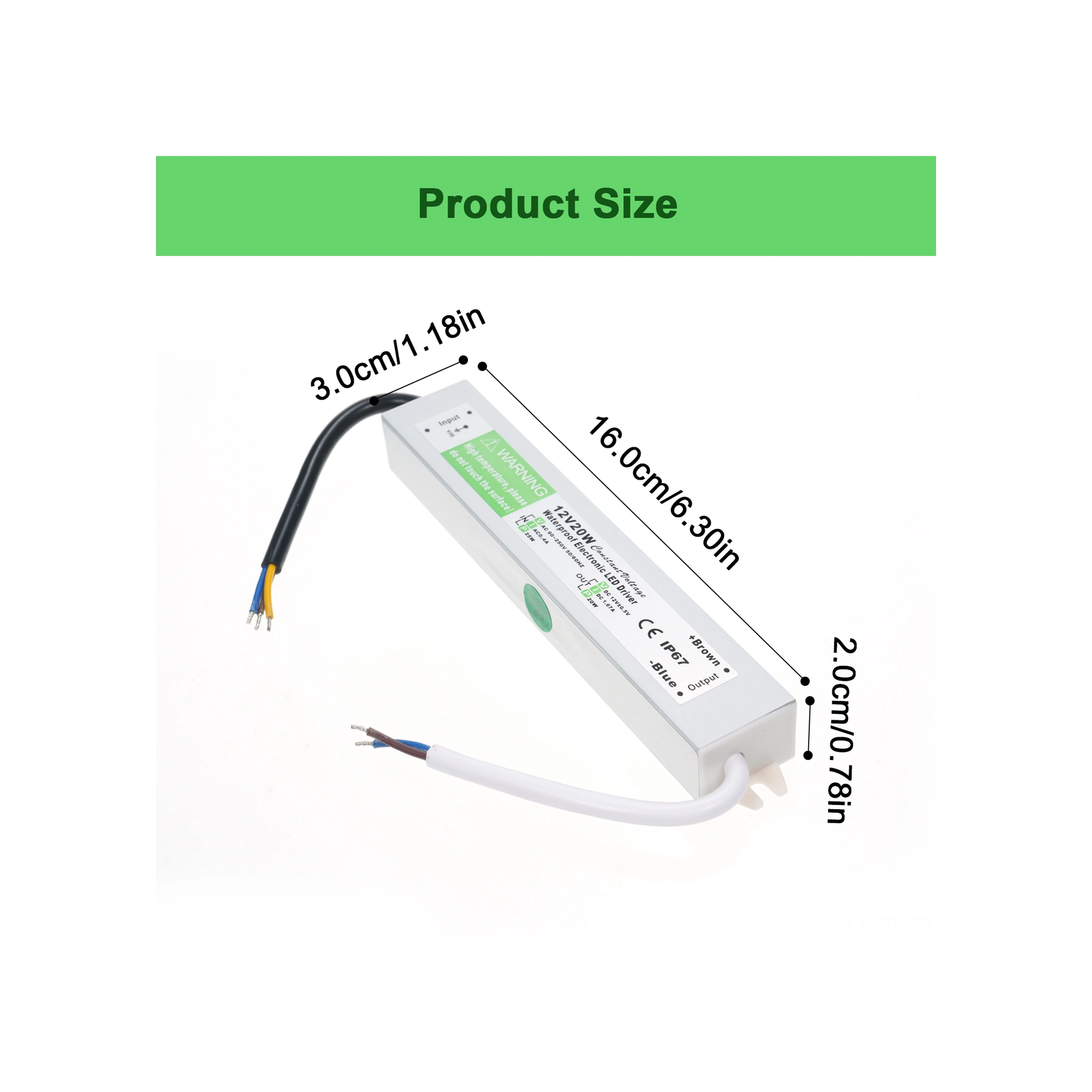 Dianziye Ip67 Su Geçirmez Dış Mekan Transformatörü - Led Işık/sinyal Tabelası İçin 12v 20w, Kısa Devre/aşırı Yük/koruma, Ac90-250v Girişi Gümüş