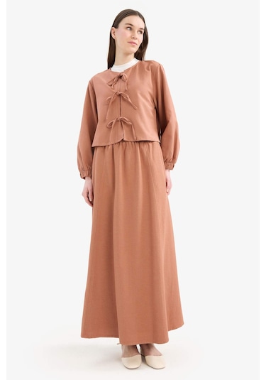 DeFacto A Kesim Keten Karışımlı Maxi Tesettür Etek E5371AX25SPBN566