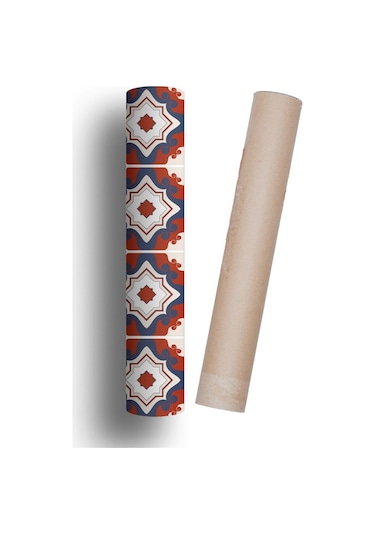 Mutfak Tezgah Arası Kendinden Yapışkanlı Folyo Kaplama Bordo Antik Fayans Desen 60cmx100cm