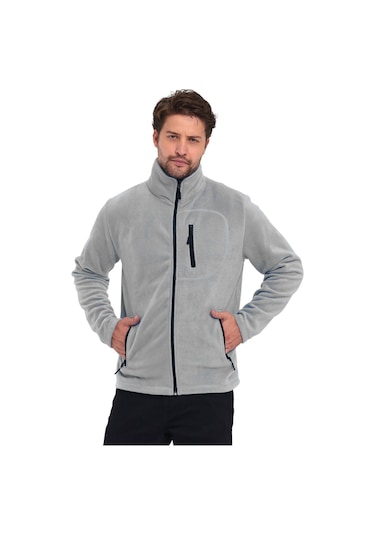 Genıus Store Erkek Polar Tam Fermuarlı 3 Cepli Outdoor Polar Ceket Tactical Flecee Polar-gns Gri