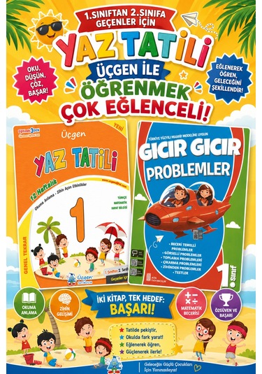 Üçgen 1. Sınıftan 2.sınıflara Geçenler İçin Yaz Tatil Seti Tatil+problem Kitabı