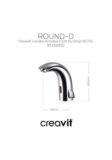 Creavit Fotoselli Lavabo Armatürü Çift Su Girişli Ac/dc Bt.es2210