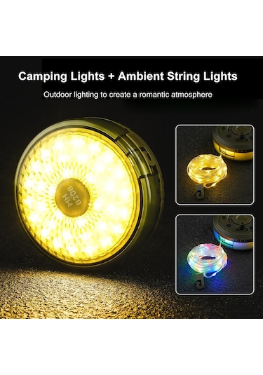 Wezone Yeşil Led Kamp Işığı, 8m Usb Şarjlı, Ip67 Su Geçirmez, 1500mah Pil, Renkli Ambiyans Feneri, Çadır Ve Açık Hava Kullanıma Uygun Yeşil