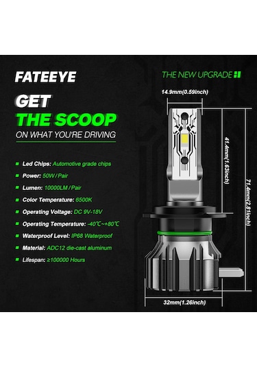 Suntek Araba Far Ampulü 6500k Parça H7 Led Far Dönüşüm Kiti 2 Parça