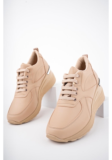 Muggo Nepal Garantili Kadın Ortopedik Yüksek Taban Günlük Bağcıklı Sneaker Spor Ayakkabı 001