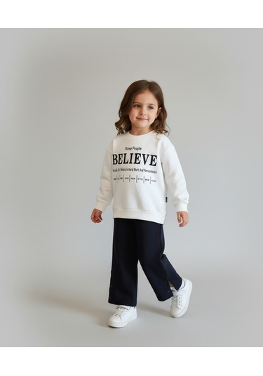 Baskılı İki İp Alt Üst Takım Kız Çocuk Beyaz