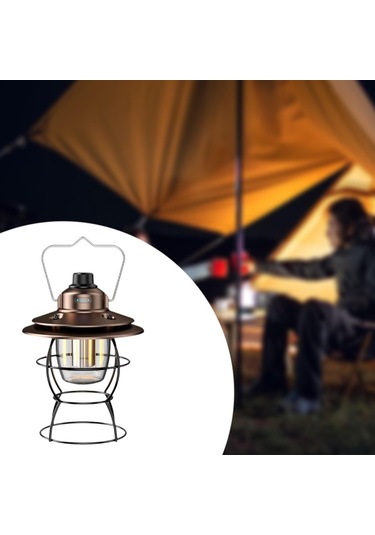 Suntek Led Kamp Feneri Piknik Acil Veranda Için Asılı Aydınlatma Bronz Kahverengi