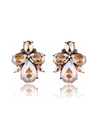 Waves And Pebbles Şampanya Kristal Küpe Şampanya