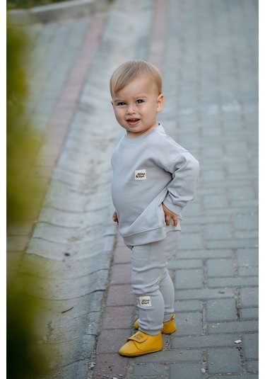 Atlas&yael %100 Organik Gots Belgeli Antialerjik Gri Bebek Takımı - Gri