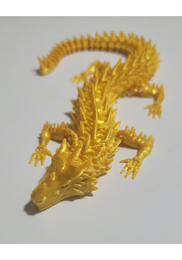 20 Cm 3d Baskı Altın Ejderha Figürü Eklemli Dragon Biblo Dekoratif Mitolojik Masaüstü Süs