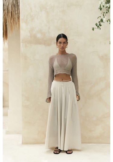 Mai Collection Mai Studios Co. Daisy Vizon İnce Triko Crop Vizon