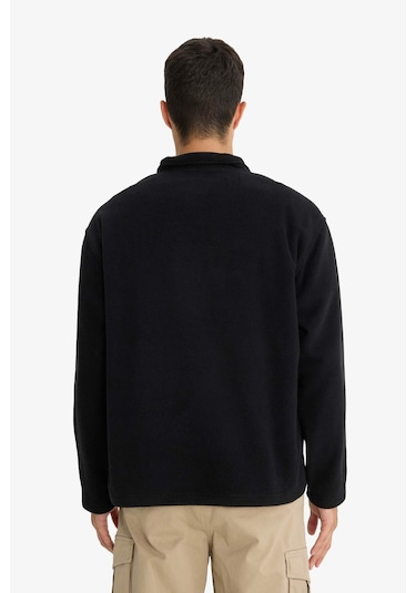 Defacto Relax Fit Yarım Fermuarlı Polar Sweatshirt F0448ax25aubk81 Siyah-bk81