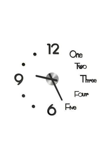 Ev Odası Salonu Sessiz Akrilik Saat - Özelleştirilebilir, Delik Açmaya Gerek Yok, Siyah Orta Boy, Modern Tasarım Çok Renki Çok Renki