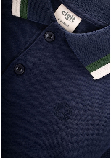 Uzun Kollu Polo Yaka T-shırt 2-14 Yaş Lacivert Lacivert