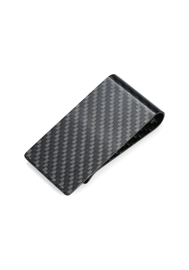 Siyah Karbon Fiber Cüzdan Para Klip Kredi Kartı Kartvizit Siyah Diğer