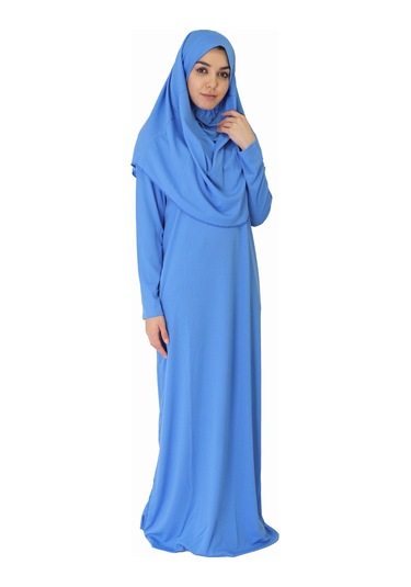 Açık Gök Mavisi Fermuarsız Namaz Elbisesi