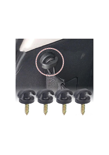 Monyee Otomobil Bagajlık Kancası, Evrensel Bagaj Ağı Takımı, Suv/off-road Uyumlu, Gürültüyü Azaltır, 4 Adet Abs Plastik, 38x25mm, Sıkma Montajlı