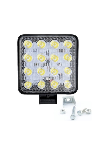 16 Led Kare Çalışma Lambası Off Road Traktör Tekne 10,5 X10,5 Cm