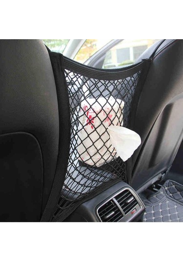 jmsstore 1 Adet Araba İç Aksesuarları Siyah Koltuk Arkası Depolama Elastik Örgü Net Çanta Arasında Bagaj Tutucu Cep