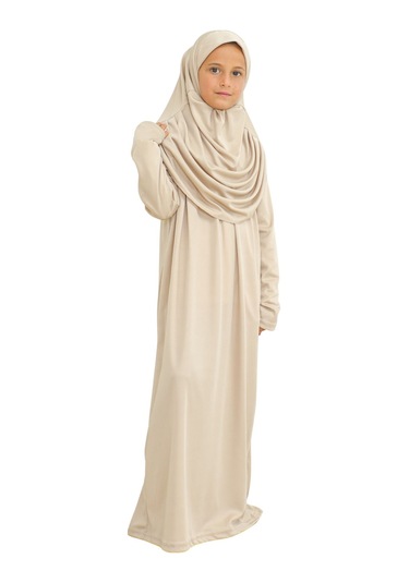 İki Parça Çocuk Elbisesi Seti Eşarp İle Takım Taş