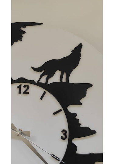 Duvar Saati Türk Temalı Beyaz - Siyah