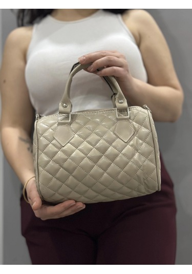 Biçomi Kapaksız Kapitone Bej Cilt Çanta Bej