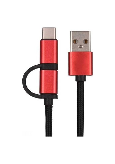 Sandwich Huawei Kırmızı Type-c & Micro-usb 2'li Veri Kablosu - Hızlı Şarj & Transfer, 1m, Dayanıklı