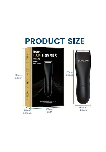 Dashanshop Cdh002jp Black Clıpclean Erkek Dual Baslikli Kasik Ve Vucut Trimmeri Skinsafe Teknolojili Islak Kuru Usb Sarjli Led Aydinlatmali Hassas Bolgeler Icin