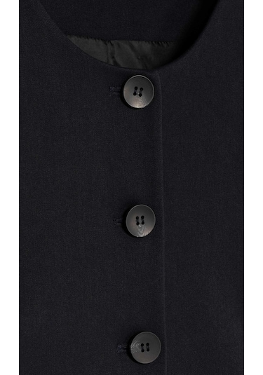 Kadın Lacivert Balon Kol Crop Blazer Lacivert